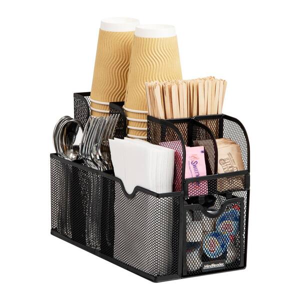 Tea Bag & K-Cup Organizer - Resin Wicker Basket For Coffee Station & Kitchen Counter Storage