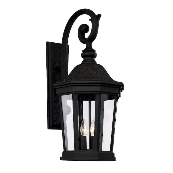 Bel Air Lighting Westfield 26 in. 3-Light Black Outdoor Wall Light Fixture with Clear Glass