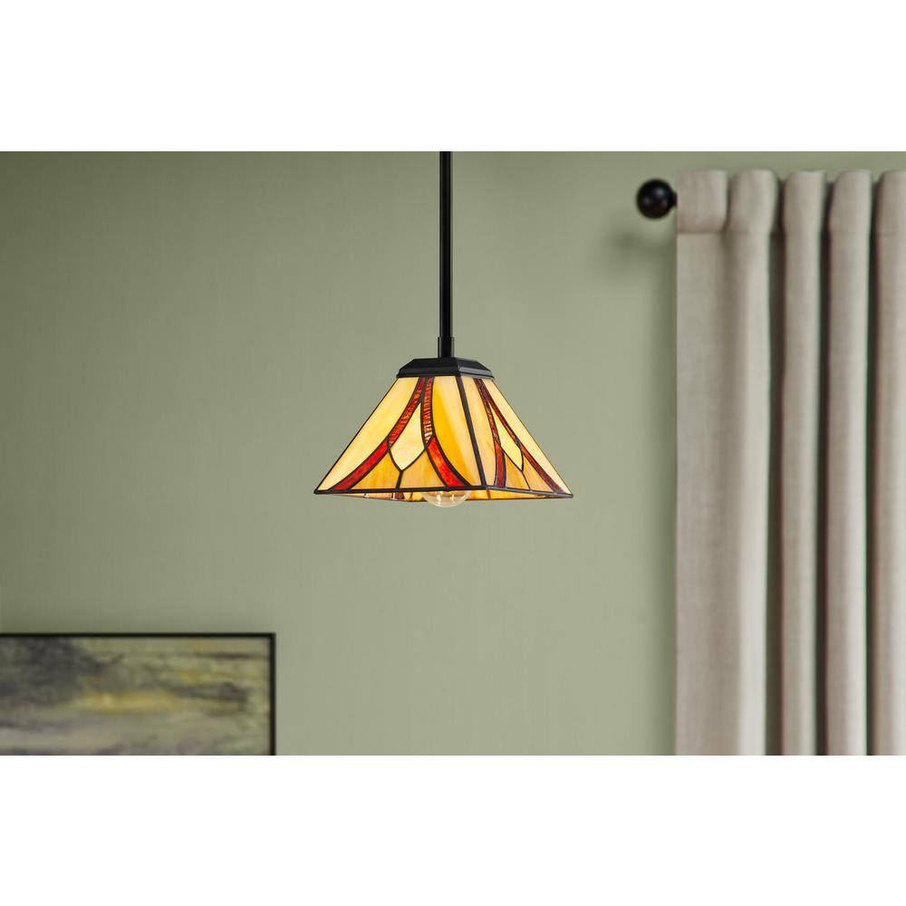Margrave 1-Light Matte Black Mini Pendant with Tiffany Glass Shade price history on PriceWatchPro