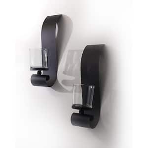 Contemporary Black Metal Candle Sconces with Glass (14 in. x 3.5 in.) (Set of 2)