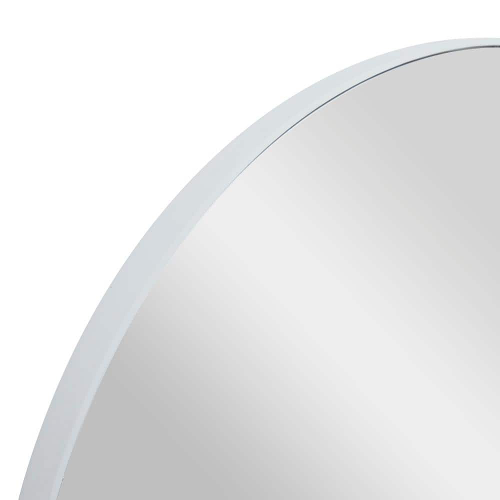30" Sleek Black Wood Round Wall Mirror
