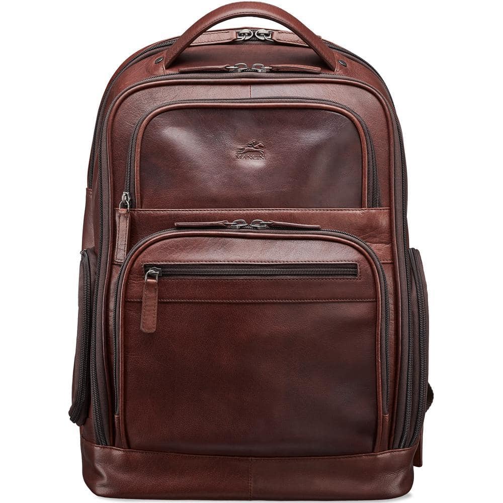 MANCINI Buffalo Collection 15.6 in. Brown Leather Backpack for
