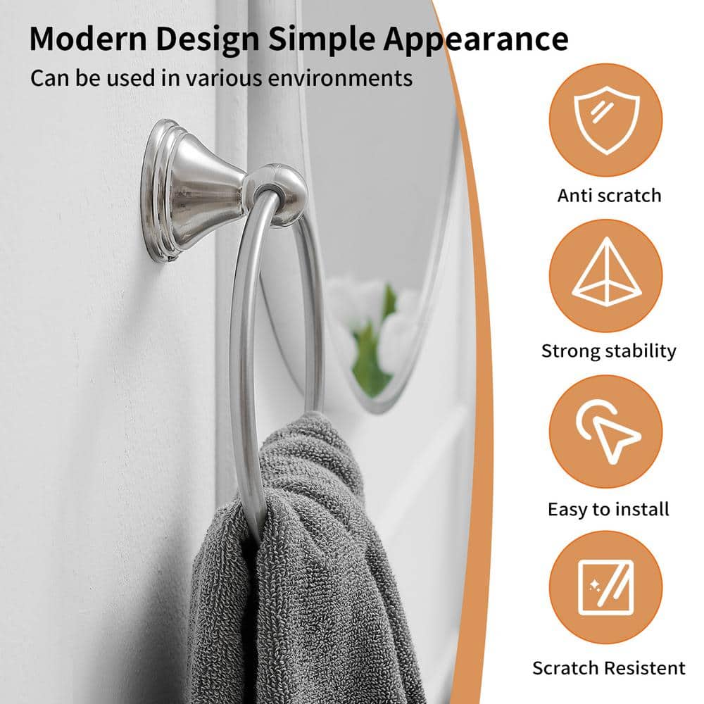 Brushed Nickel Wall Mounted Single Towel Ring