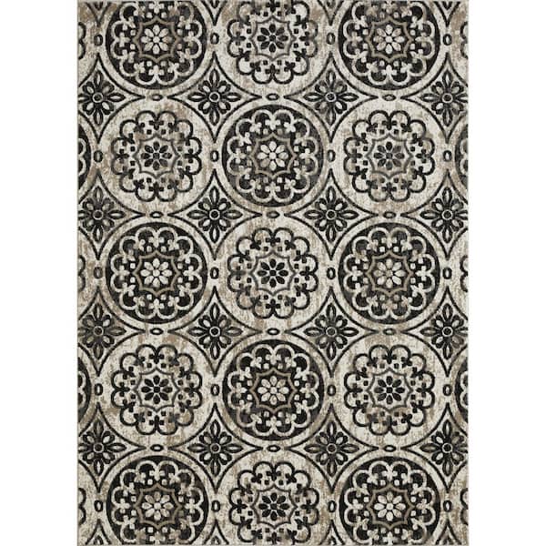 Ohanzah Owena Cream 9 ft. 10 in. x 12 ft. 10 in. Medallion Polypropylene Indoor Area Rug