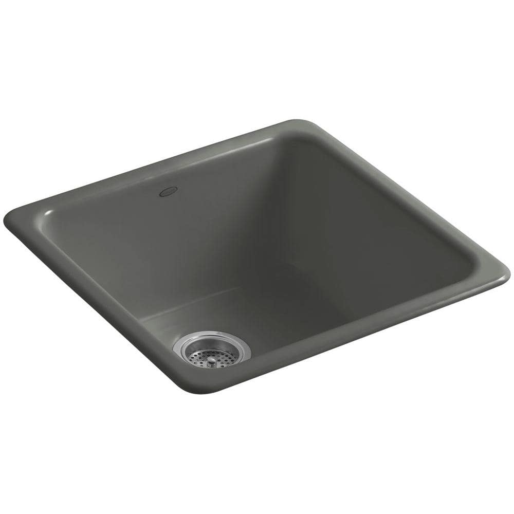 Thunder Grey Enameled Cast Iron Single Bowl Kitchen Sink
