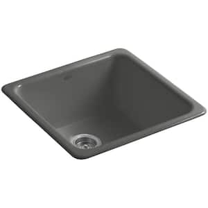 Iron/Tones 20.88 in. Drop-In/Undermount Single Bowl Cast Iron Bar Sink in Thunder Grey