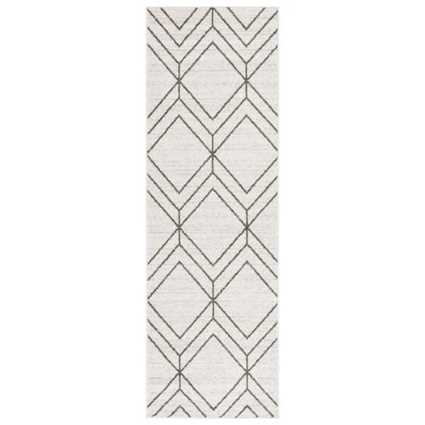 SAFAVIEH Adirondack Ivory/Dark Green 3 ft. x 8 ft. Diamond Runner Rug