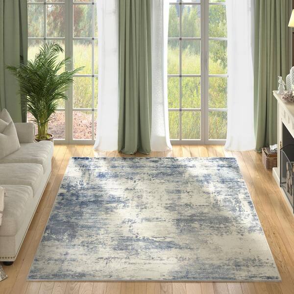 Modern Abstract Area Rug,5'2 x 7',Blue/Orange Alfombras para sala