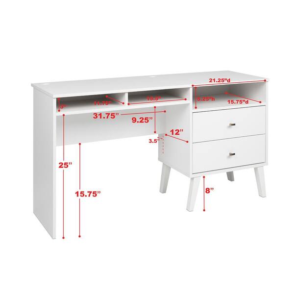 Prepac Sonoma 56 in. Rectangular White Computer Desk with Adjustable Shelf  WEHR-0801-1 - The Home Depot