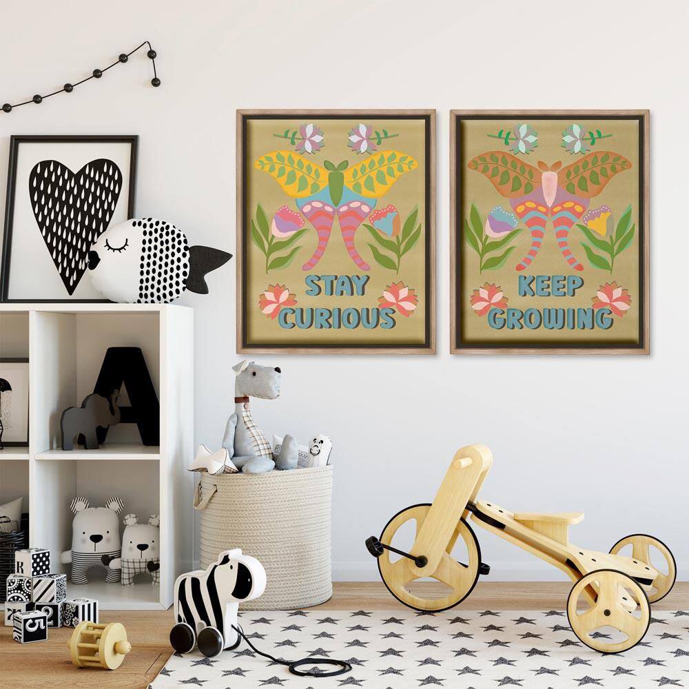 Stay Curious & Keep Growing by Julia Fox 2 Piece Brown Floater Frame Typography Graphic Art Print 31 in. x 25 in. price history on PriceWatchPro