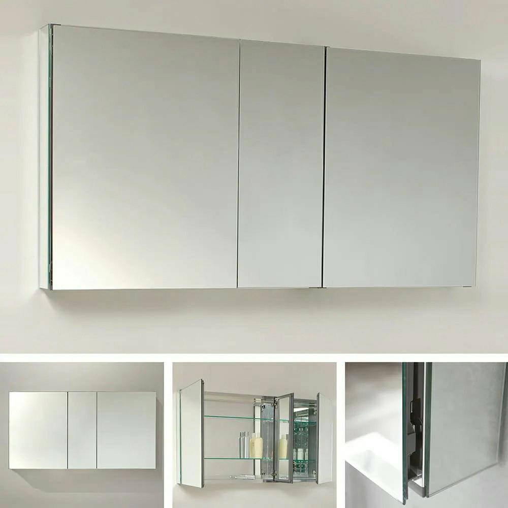 Senza 49" Wide Frameless Mirrored Bathroom Medicine Cabinet