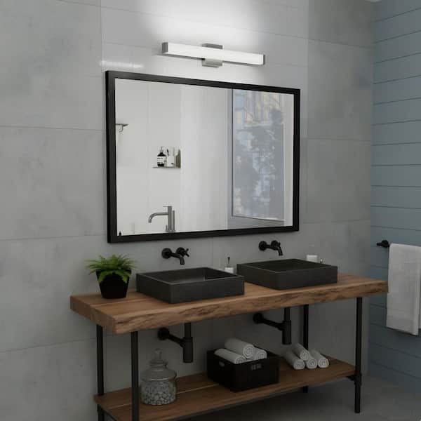 24. 8in. 1-Light Chrome LED Bathroom Vanity Light Strip with Dimmable 6000K Light