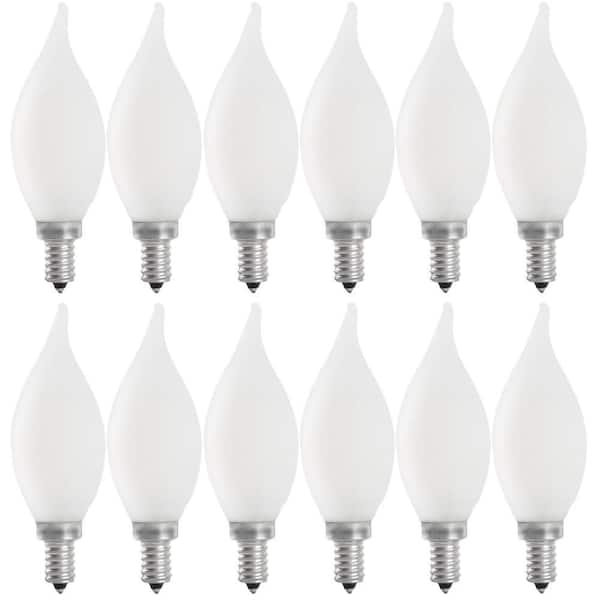 Feit Electric 60-Watt Equivalent BA10 E12 Candelabra Dimmable Filament CEC Frosted Chandelier LED Light Bulb, Soft White (12-Pack)