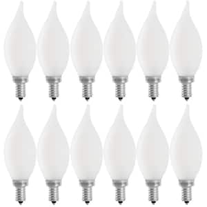 60-Watt Equivalent BA10 E12 Candelabra Dimmable Filament CEC Frosted Chandelier LED Light Bulb, Soft White (12-Pack)