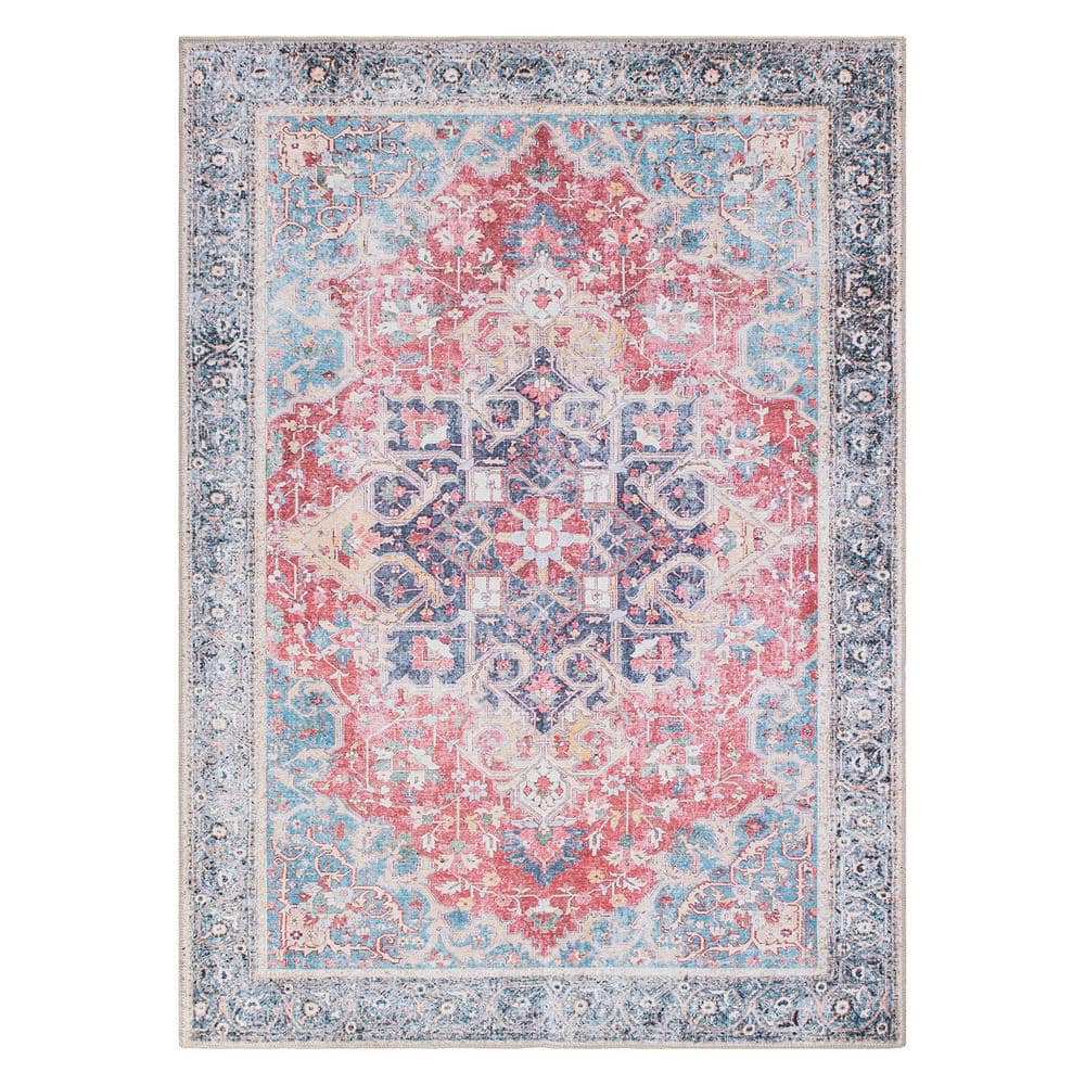 Boho Area Rug 3'X5' Machine Washable, Pink Small Non Slip Area Rugs for  Entryway