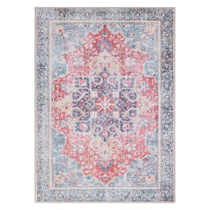 Multi 7 ft. 7 in. x 9 ft. 6 in. Traditional Distressed Vintage Machine Washbale Multi Area Rug