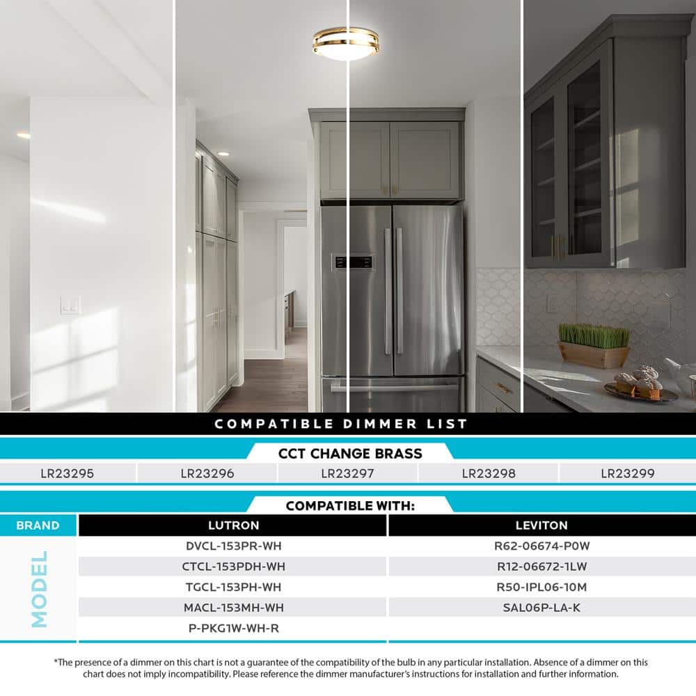 Brushed Brass 12" LED Flush Mount Ceiling Light with Dimmable Energy Star