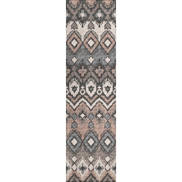 Addison Rugs Yuma Brown 2 ft. 3 in. x 7 ft. 6 in. Geometric Indoor/Outdoor Washable Area Rug