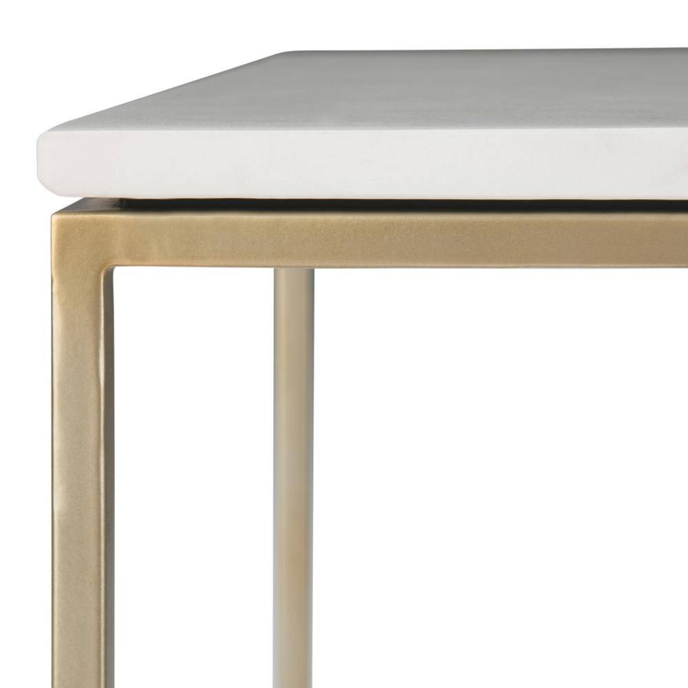 White Marble and Gold Metal Modern Accent Table