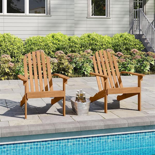HONEY JOY Outdoor Adirondack ChairSolid Acacia Wood Fire Pit Chair