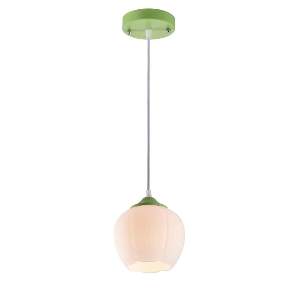 Sandae 60-Watt 1-Light Green Pendant Light with White Glass Shade, No Bulbs Included price history on PriceWatchPro