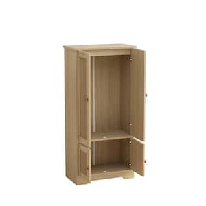 22.83 in. W x 12.2 in. D x 47.44 in. H Natural Beige Linen Cabinet with 4 Rattan Door and 1-Shelf