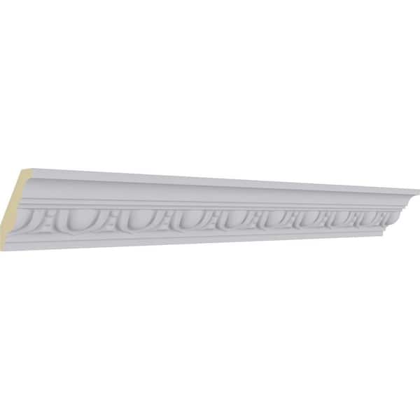 Ekena Millwork 2-1/8 in. x 2-1/8 in. x 94-1/2 in. Polyurethane Egg and Dart Crown Moulding
