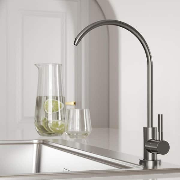 10 in. Round Kitchen Reverse Osmosis RO Drinking Water Filter Single Handle Bar Faucet without Deckplate in Brush Nickel