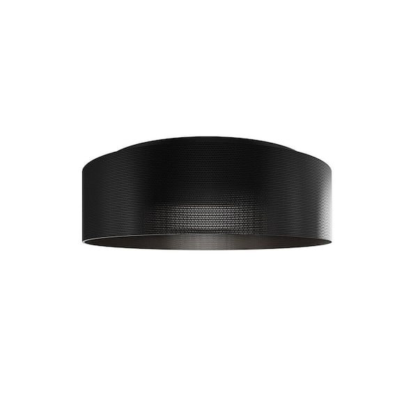 Grille 12 in. Black Flush Mount with Shade Integrated LED Selectable 4CCT 2700K-3000K-3500K-4000K