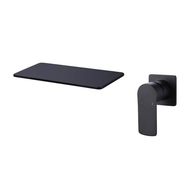 Single Handle 2-Hole Wall Mounted Brass Bathroom Sink Faucet in Matte Black