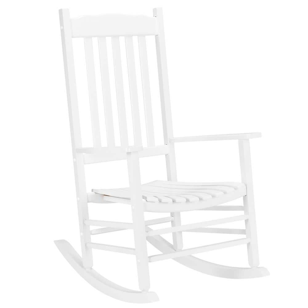 Winado White Wood Outdoor Rocking Chair 205384955575 The Home Depot