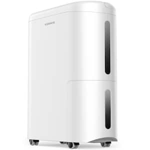 60-Pint . Portable Home Dehumidifier For up to 4500 sq. ft. With Drain and Water Tank, Timer With Wheels, White