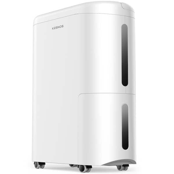 KESNOS 60-Pint . Portable Home Dehumidifier For up to 4500 sq. ft. With Drain and Water Tank, Timer With Wheels, White