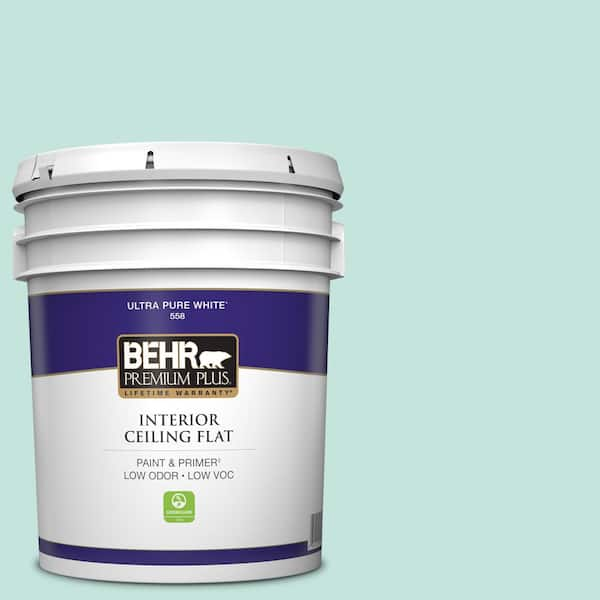 BEHR PREMIUM PLUS 5 Gal. #MQ3-19 Misty Isle Ceiling Flat Interior Paint ...