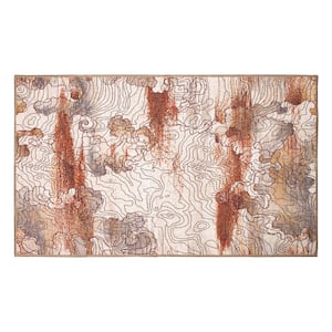 Vienna Abstract Natural 3 ft. x 5 ft. Abstract Washable Area Rug