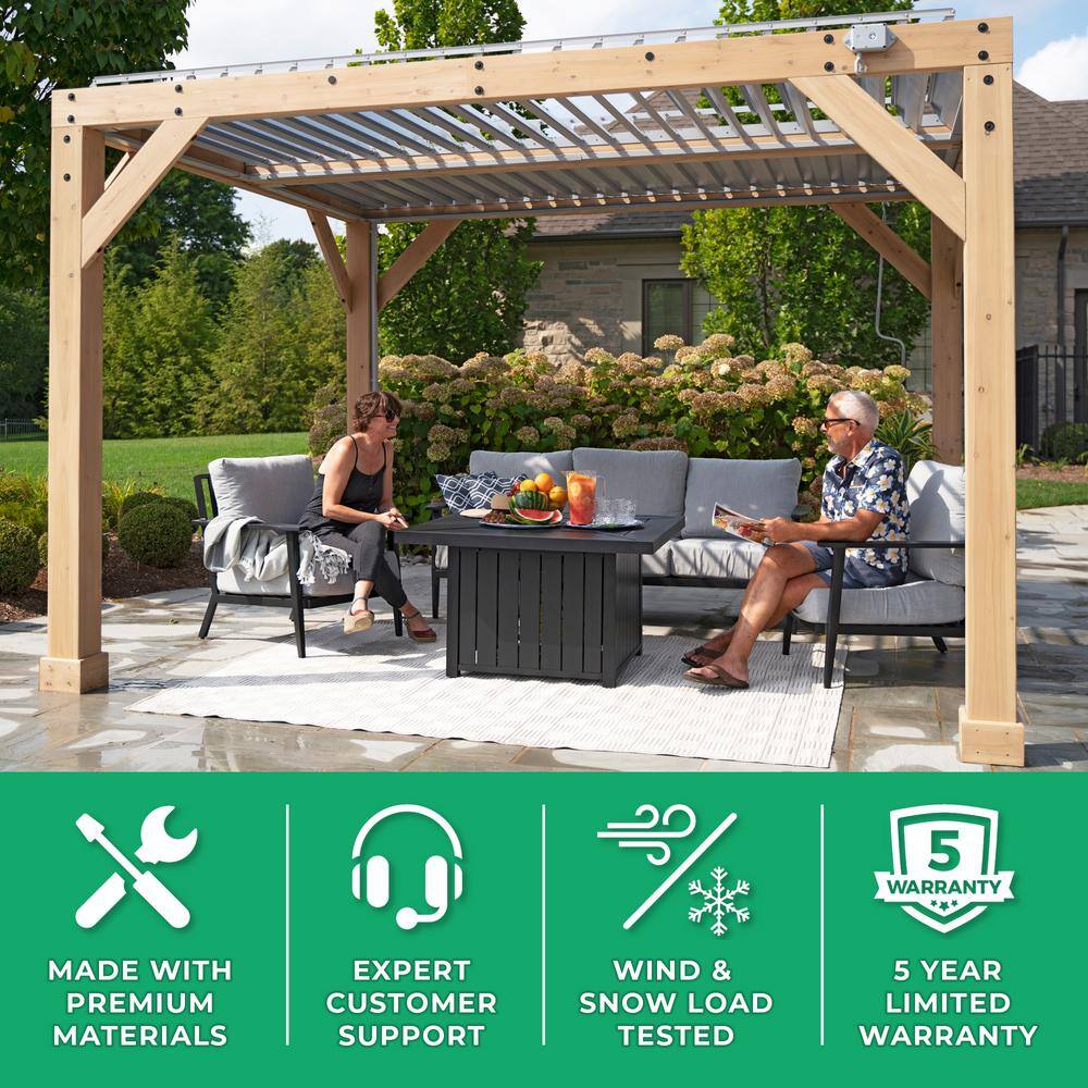 Cedar and Aluminum 10' x 12' Beige Rectangular Patio Gazebo