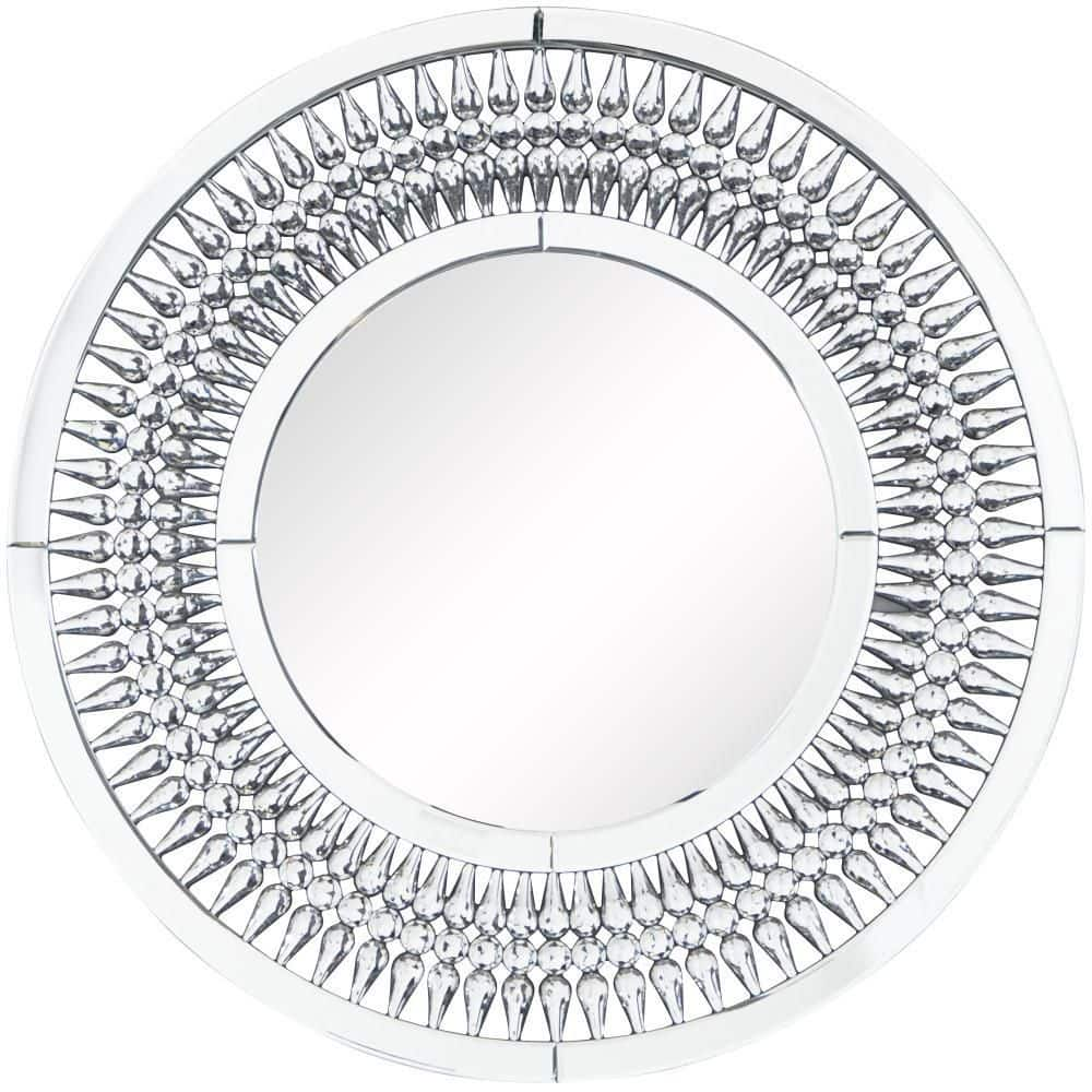 Litton Lane In X In Round Framed Silver Starburst Wall Mirror