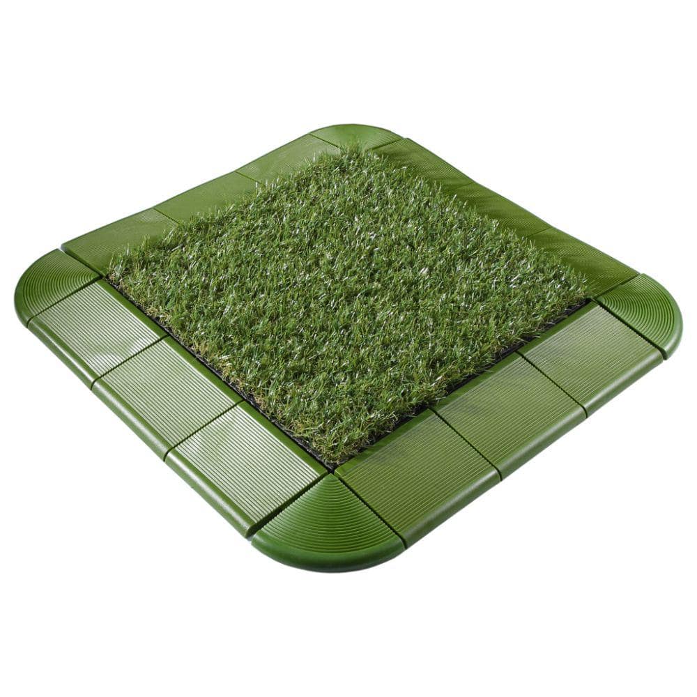 Green Plastic Interlocking Deck Tile Edge Kit, 12" x 3"