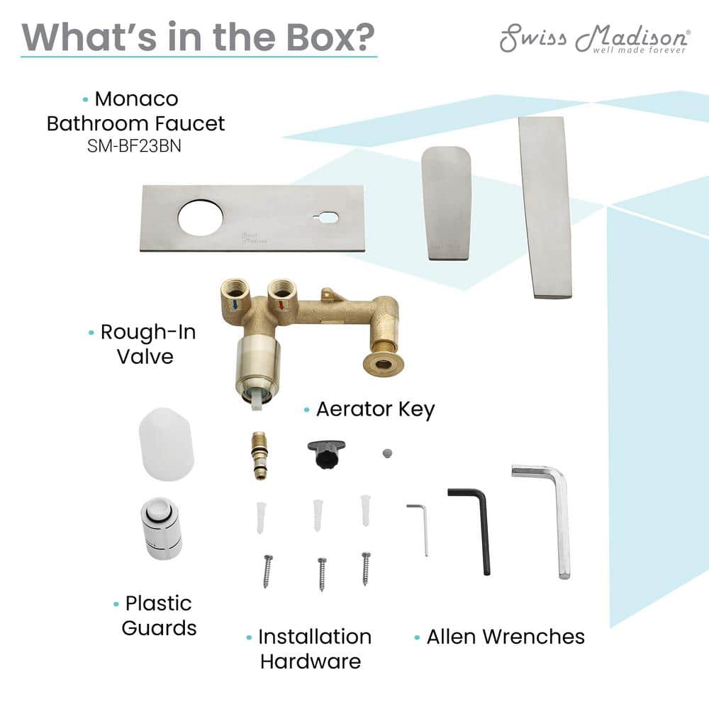Monaco Brushed Nickel Wall-Mount Bathroom Faucet