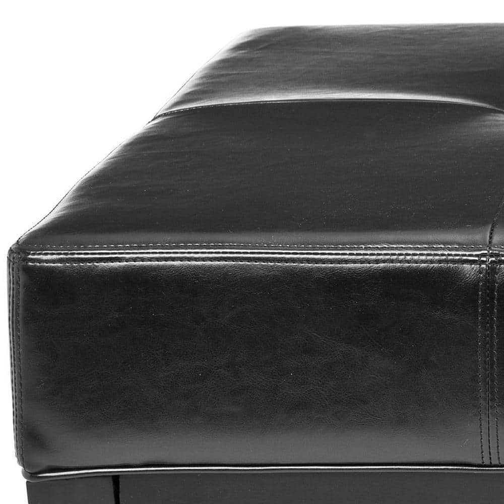 Elegante 48" Transitional Black Tufted Cocktail Ottoman