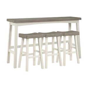 Oxton 4-Piece White and Coffee Finish Wood Top Pub Height Bar Table Set Seats 3