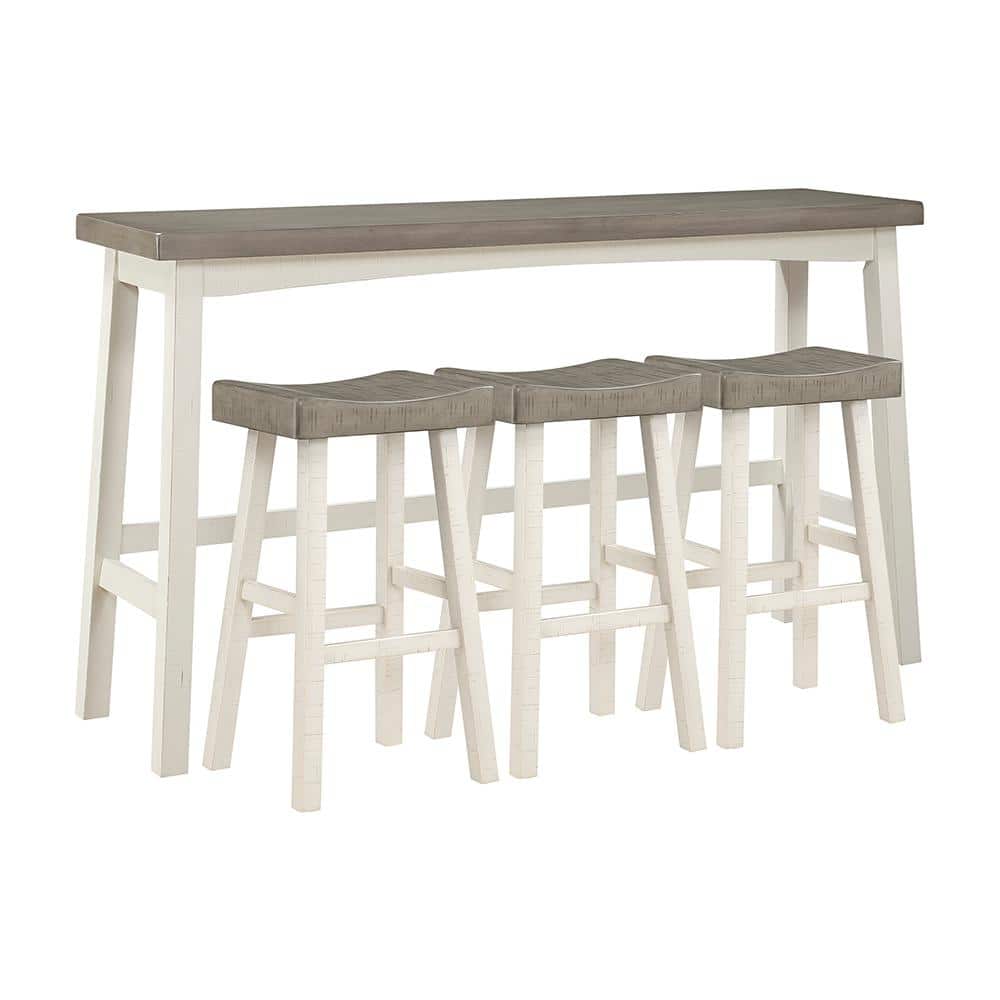 Oxton 4-Piece White and Coffee Finish Wood Top Pub Height Bar Table Set Sea