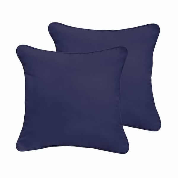 SORRA HOME Dark Blue Outdoor Corded Throw Pillows (2-Pack)