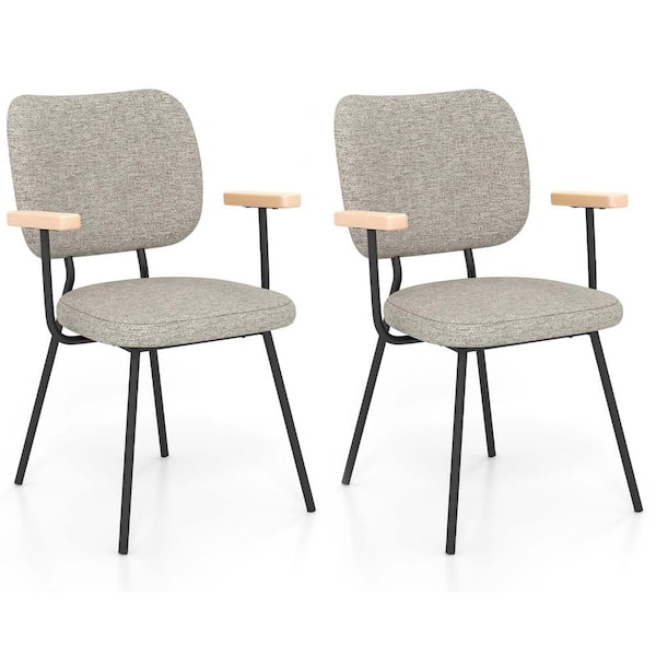 Abrielle Dark Grey and Natural Walnut Fabric Dining Chairs (Set of