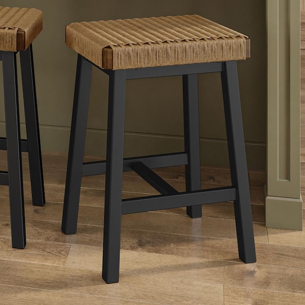 Amisco Miranda 30 in. Danish Cord / Black Metal Bar Stool