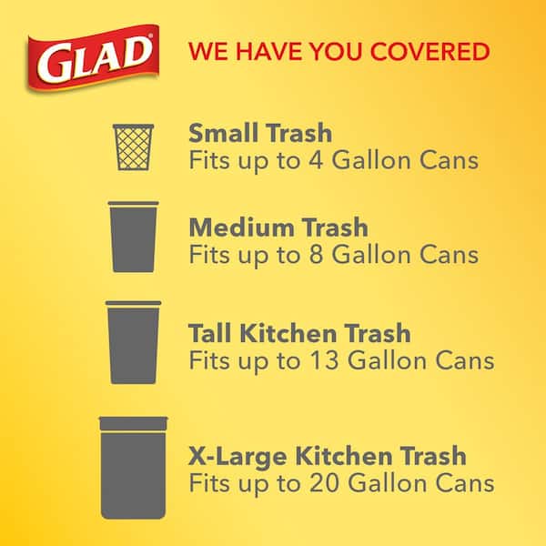  Glad Small Trash Bags - 4 Gallon - 30 Count (Pack of 6) :  Health & Household