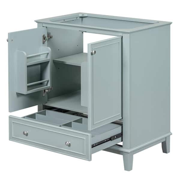 29.5 in. W x 17.8 in. D x 33.8 in. H Green Linen Cabinet Bathroom Vanity with Doors and Drawer