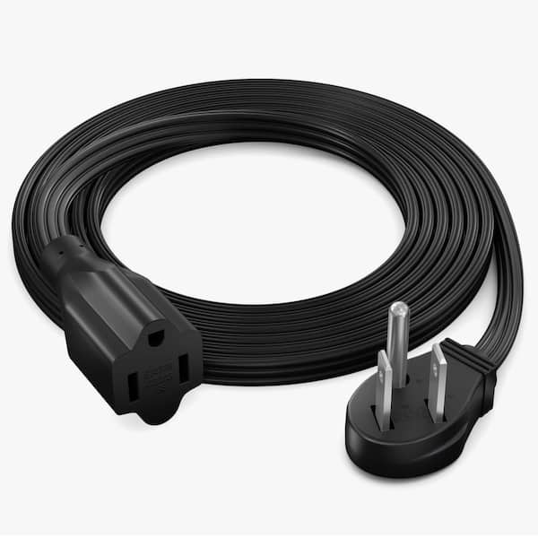 6 ft. 16/3 Light Duty Indoor Extension Cord Angled Flat Plug Flat Wire, 13Amps, Black