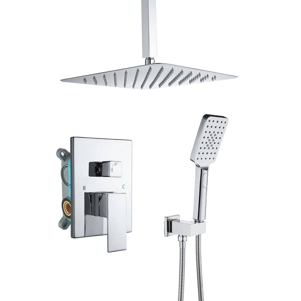 Shower Faucet Set Polish Chrome Bathroom Rain Shower System SUS304