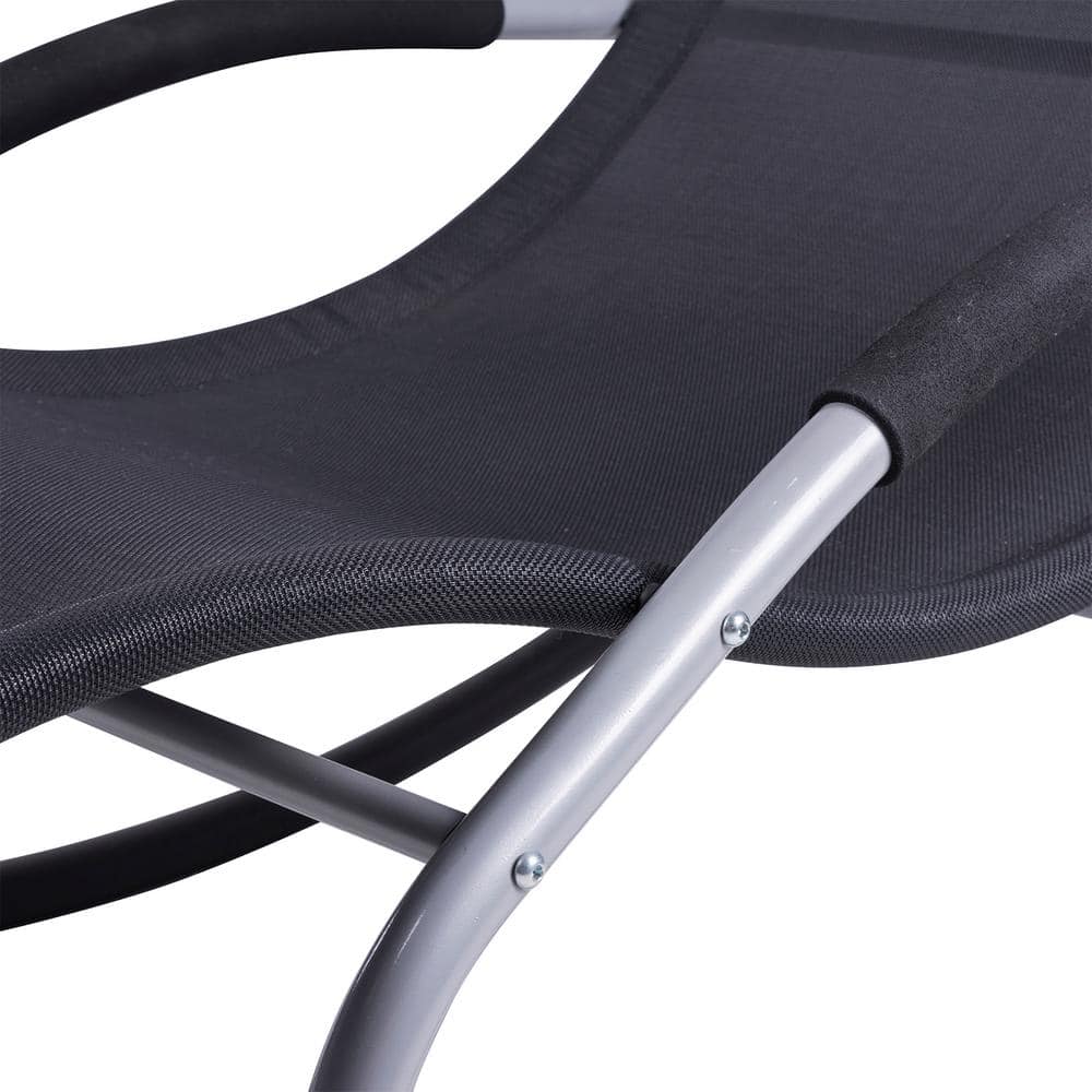 Elysian Black Zero Gravity Rocking Chaise with Cushioned Headrest